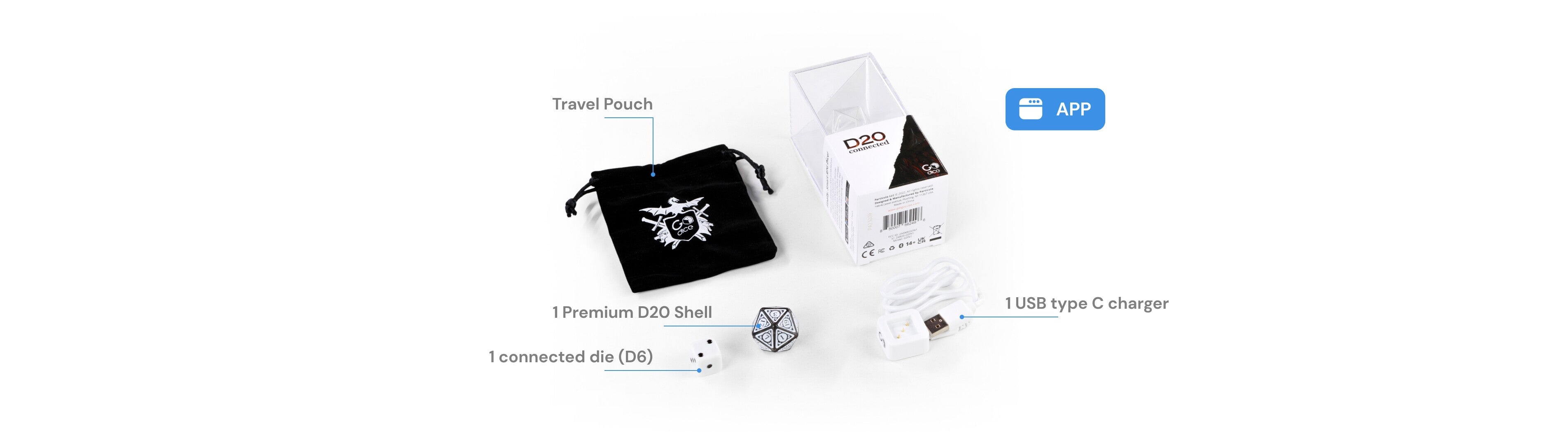 what is in the box of The 20 Sided Dice Particula